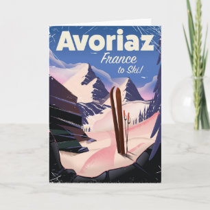 Avoriaz, Französischer Ski-Reiseplakat Feiertagskarte
