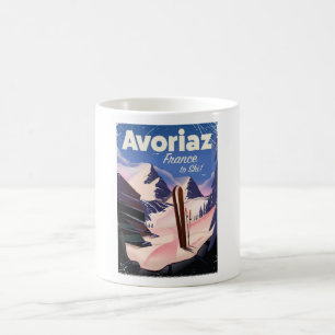 Avoriaz, Französischer Ski-Reiseplakat Kaffeetasse