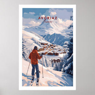 Avoriaz Portes du Soleil Hänge Ski Druck Französis Poster