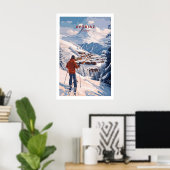 Avoriaz Portes du Soleil Hänge Ski Druck Französis Poster (Heimbüro)
