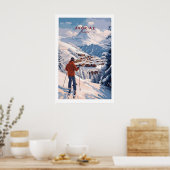 Avoriaz Portes du Soleil Hänge Ski Druck Französis Poster (Küche)