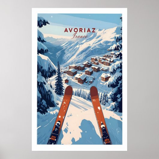 Avoriaz Portes du Soleil Pisten Druck Französisch Poster (Vorne)