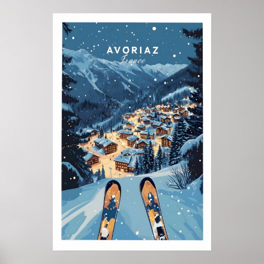 Avoriaz Poster - Winter Chalets Print French Ski (Vorne)