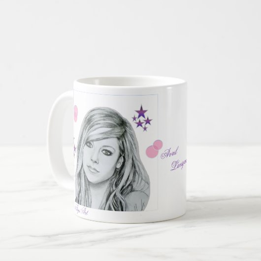 Avril Lavigne zeichnend Kaffeetasse (Vorderseite Links)