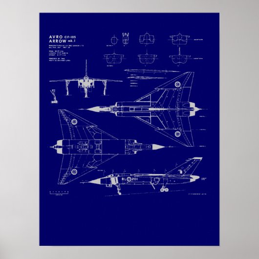 Avro Arrow Blueprint Poster (Vorne)
