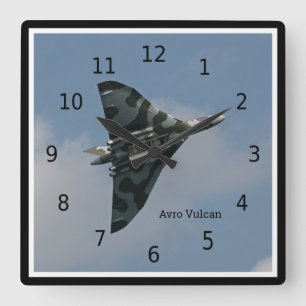 Avro Vulcan Delta Wing Bomber, personalisierbar Quadratische Wanduhr