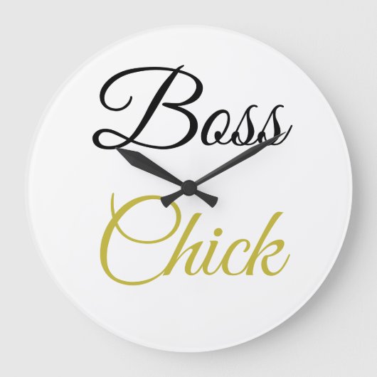 Avryl Fleurs Gold Black Hübsch Schriftart Clock Große Wanduhr (Vorderseite)