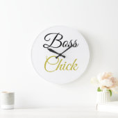 Avryl Fleurs Gold Black Hübsch Schriftart Clock Große Wanduhr (Zuhause)