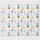 Avryl Fleurs Niedlicher Eis-Creme-Cupcake-Donut Geschenkpapier (Flach)