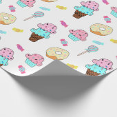 Avryl Fleurs Niedlicher Eis-Creme-Cupcake-Donut Geschenkpapier (Ecke)
