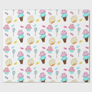 Avryl Fleurs Niedlicher Eis-Creme-Cupcake-Donut Geschenkpapier