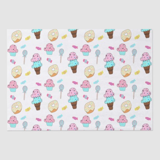 Avryl Fleurs Niedlicher Eis-Creme-Cupcake-Donut Seidenpapier (Vorderseite)