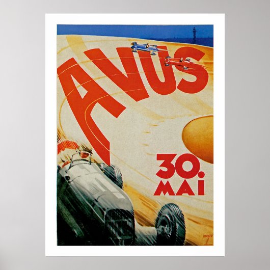 Avus Vintage Auto Race Advertisement Poster (Vorne)