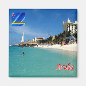 AW008 ARUBA, Palm Beach, Panorama, Kühlschrank Magnet (Vorne)