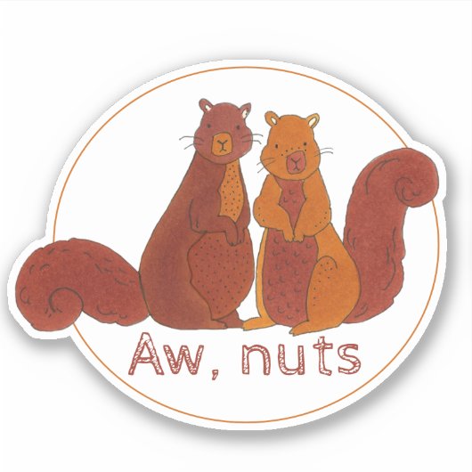 Aw Nuts Niedlich Eichhörnchen Aufkleber (Vorderseite)