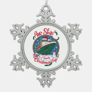 Aw Ship Es ist eine Weihnachtsreise für die Famili Schneeflocken Zinn-Ornament