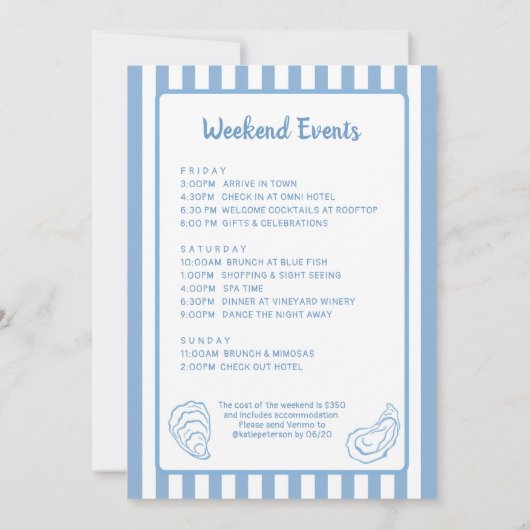 Aw Shucks Oyster Bachelorette Wochenendreise Einladung (Rückseite)