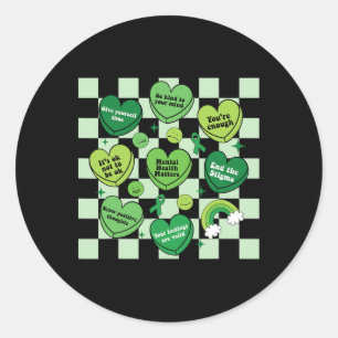 Awa - niedliche Herz-Green-Band-psychische Problem Runder Aufkleber