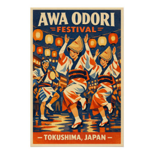 Awa Odori Festival in Tokushima, Japan Reise Poster
