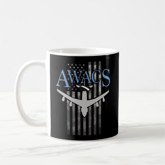 Awacs auf verblassener US-Flagge Kaffeetasse (Links)
