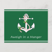 Awägen in einem Manger Post Card Weihnachten Grün Postkarte (Vorderseite)