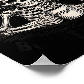 Awake But At What Cost Funny Skeleton Coffee Monda Poster (Ecke)