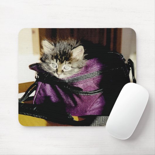 Awake Kitten in einer Burgund-Portion Mousepad (Mit Mouse)