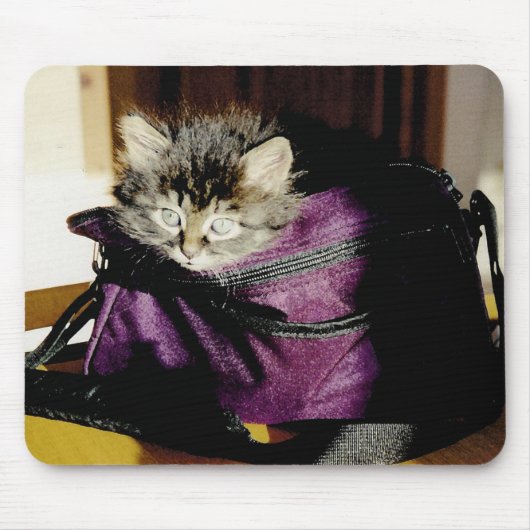 Awake Kitten in einer Burgund-Portion Mousepad (Vorne)