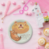 Awake Orange Cat Pappteller (Party)