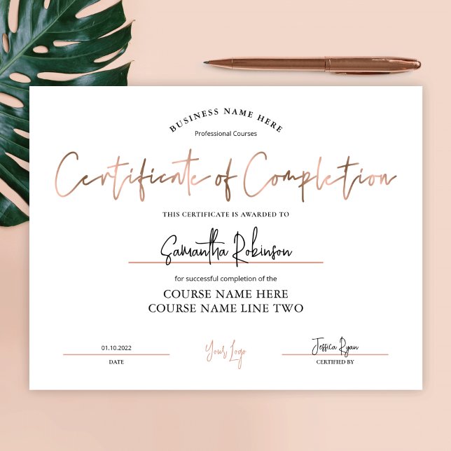 Award Certificate of Completion Bronze Rose Gold (Von Creator hochgeladen)