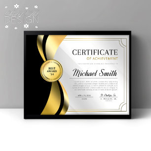 Award für das Schwarze und Gold-Zertifikat