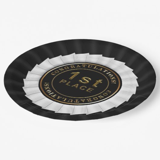 Award Ribbon,Black-1. Place PAPER-TELLER Pappteller (Schrägansicht)