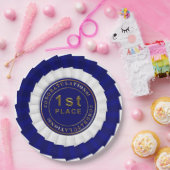 Award Ribbon, Blue-White-1. Platine Pappteller (Party)