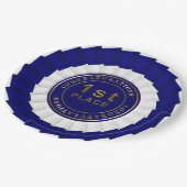 Award Ribbon, Blue-White-1. Platine Pappteller (Schrägansicht)
