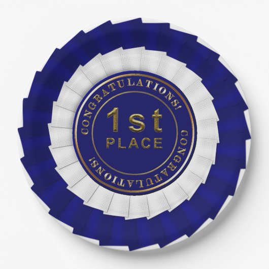 Award Ribbon, Blue-White-1. Platine Pappteller (Vorderseite)