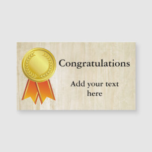 AWARD RIBBON Gold I + dein Hintergrund & Text Magnetkarte