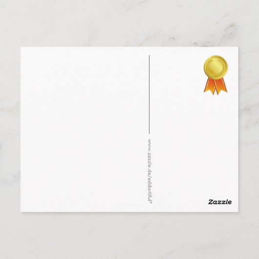 AWARD RIBBON Gold I + Ihr Backgr. & Text Postkarte (Rückseite)