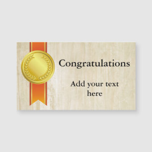 AWARD RIBBON Gold II + Ihr Backgr. & Text Magnetkarte
