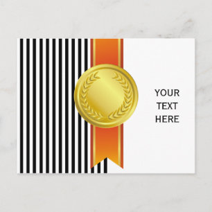AWARD RIBBON Gold II + Ihr Backgr. & Text Postkarte