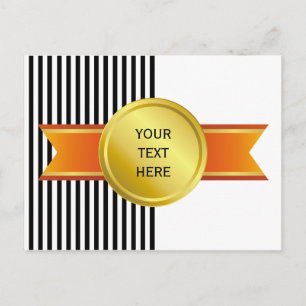 AWARD RIBBON gold III + Ihr Backgr. & Text Postkarte
