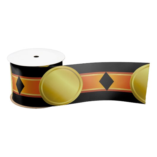 AWARD RIBBON gold III + Ihr Backgr. & Text Satinband (Spule)