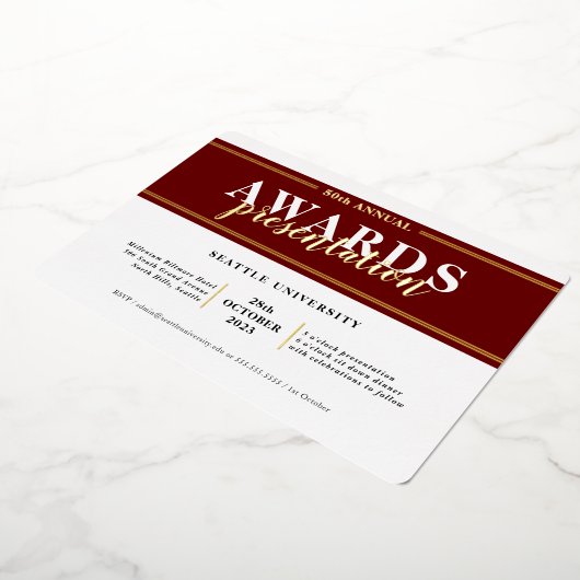 AWARDS DINNER Moderne Veranstaltung einfache burgu Folieneinladung (Gedreht)