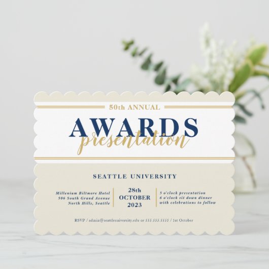 AWARDS DINNER Modernes Ereignis einfache Marine El Einladung (Stehend Vorderseite)