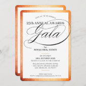 AWARDS GALA DINNER elegantes Business Kupfer schwa Einladung (Vorne/Hinten)