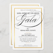 AWARDS GALA DINNER Modernes Business Gold schwarz Einladung (Vorne/Hinten)