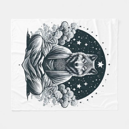 Aware Wolf Fleecedecke (Vorderseite (Horizontal))