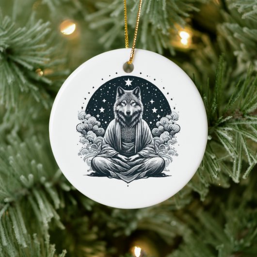 Aware Wolf Keramik Ornament (Baum)