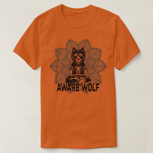 Aware Wolf Meditating Werewolf Mandala T-Shirt (Design vorne)