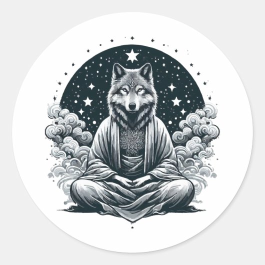 Aware Wolf Runder Aufkleber (Vorderseite)