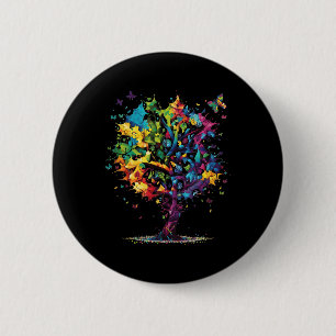 Awareness Autism Puzzle Pieces farbenfrohe Bäume N Button